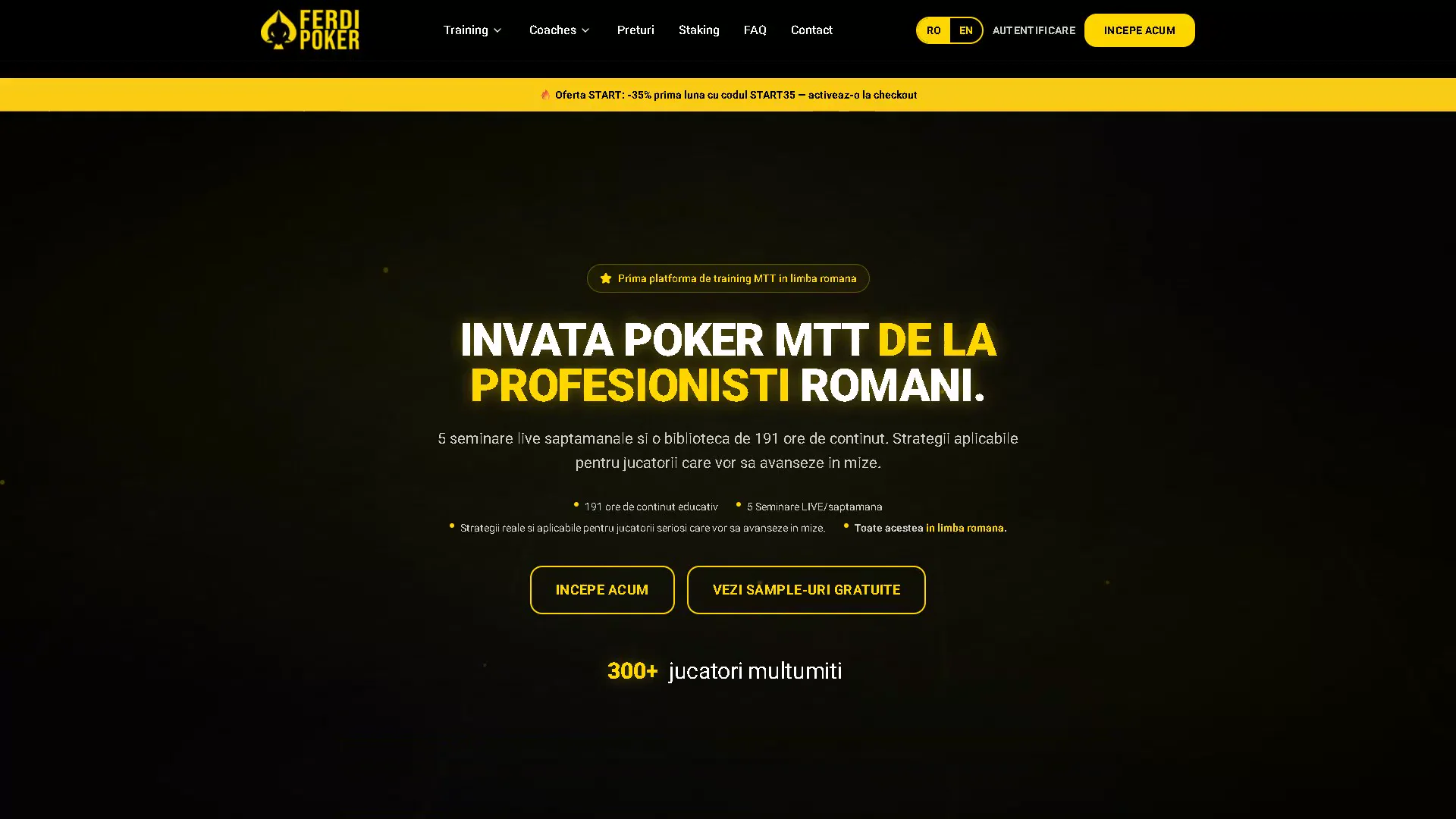 FerdiPoker, pagina reală din site, pe telefon
